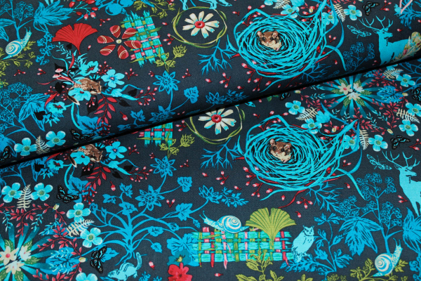 Designer- Baumwollstoff Prairie Navy (10 cm)